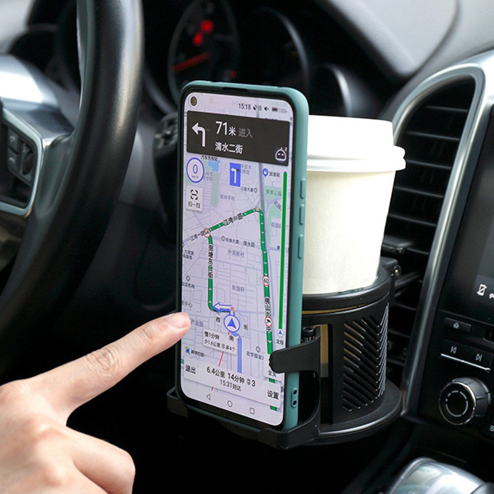 Phone Holder, Cup Holder 360 Degree Rotating Load Bearing Widely Applied Two in One Vehicle-Mounted Cup Holder for Mugs,Silver