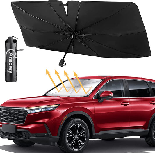 Upgraded Car Windshield Sun Shade Umbrella, Foldable Car Front Windshield Sun Shade for Block UV Rays & Thermal Insulation Protection, Windshield Sun Shade for Most Vehicles, Suvs, Trucks, 57"X31"