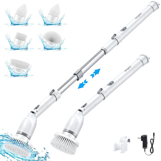 Electric Spin Scrubber, Cordless Cleaning Brush with Long Handle for Bathroom and more.