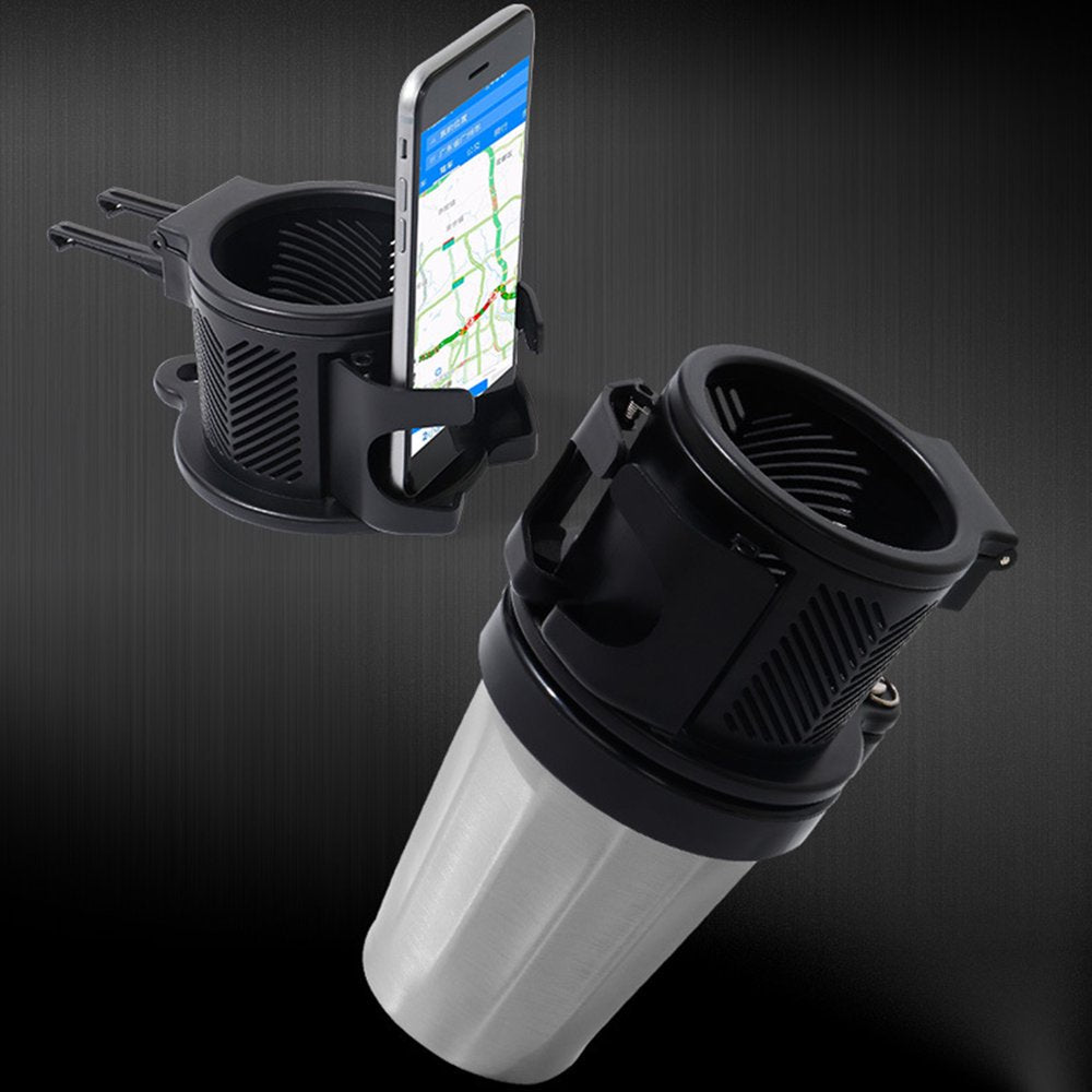 Phone Holder, Cup Holder 360 Degree Rotating Load Bearing Widely Applied Two in One Vehicle-Mounted Cup Holder for Mugs,Silver