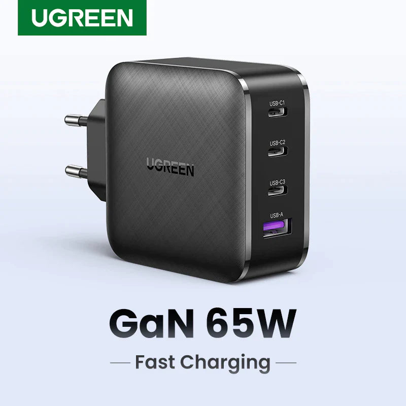 Ugreen 65W Gan USB C PD Fast Charger with Quick Charge 4.0/3.0 for Iphone 14/13/12, Xiaomi Laptop